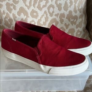 Keds Double Decker Red Canvas Slip-Ons